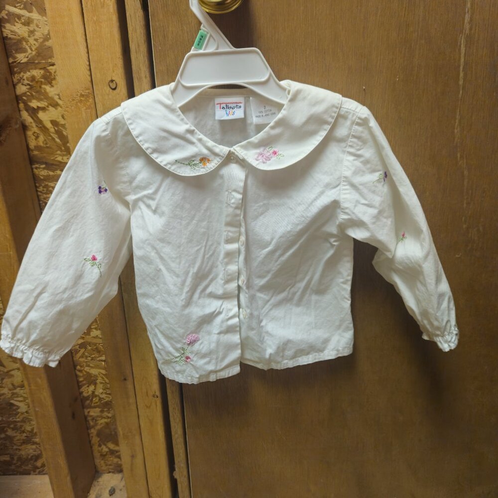 Talbot Kids White Top with Flowers - Girls Size 2